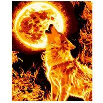 Огненный волк и луна в огне