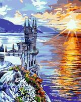 Картина по номерам «Ласточкино гнездо на фоне заката»