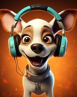 Картина по номерам «Счастливая собачка с наушниками»