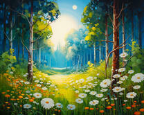 Ромашки на лесной поляне