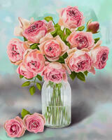 Без бренда «Розовые розы в прозрачной вазе с водой» во Владимире 