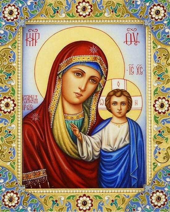 Алмазная мозаика 40x50 Изображение иконы Божией Матери