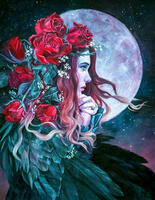 Без бренда «Девушка с розами в волосах на фоне луны» во Владимире в интернет-магазине Без бренда «Девушка с розами в волосах на фоне луны» во Владимире