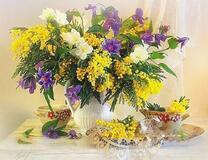 Без бренда «Букет из мимозы и колокольчиков в вазе» во Владимире 