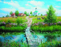 Пейзаж с тропинкой в деревню