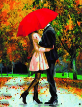 Нежный осенний поцелуй под зонтом