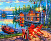 Дом на озере в лесу