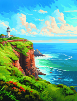 Морской пейзаж и маяк