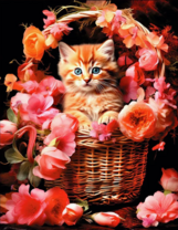 Без бренда «Рыжий котенок в корзине с цветами» во Владимире 