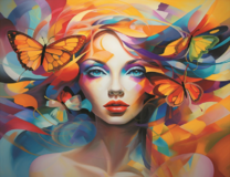 Красивая девушка и бабочки