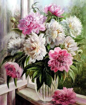 Без бренда «Пионы в прозрачной вазе у окна» во Владимире 