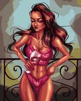 Без бренда «Девушка в нижнем белье с бокалом вина» во Владимире 